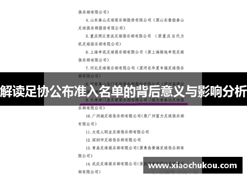 解读足协公布准入名单的背后意义与影响分析